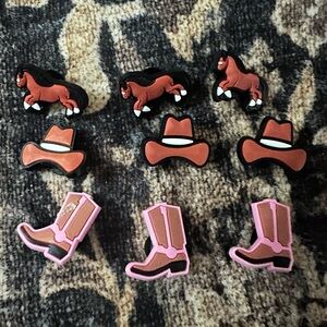 Kids Western-Themed Shoe Charm Set - Brown and Pink